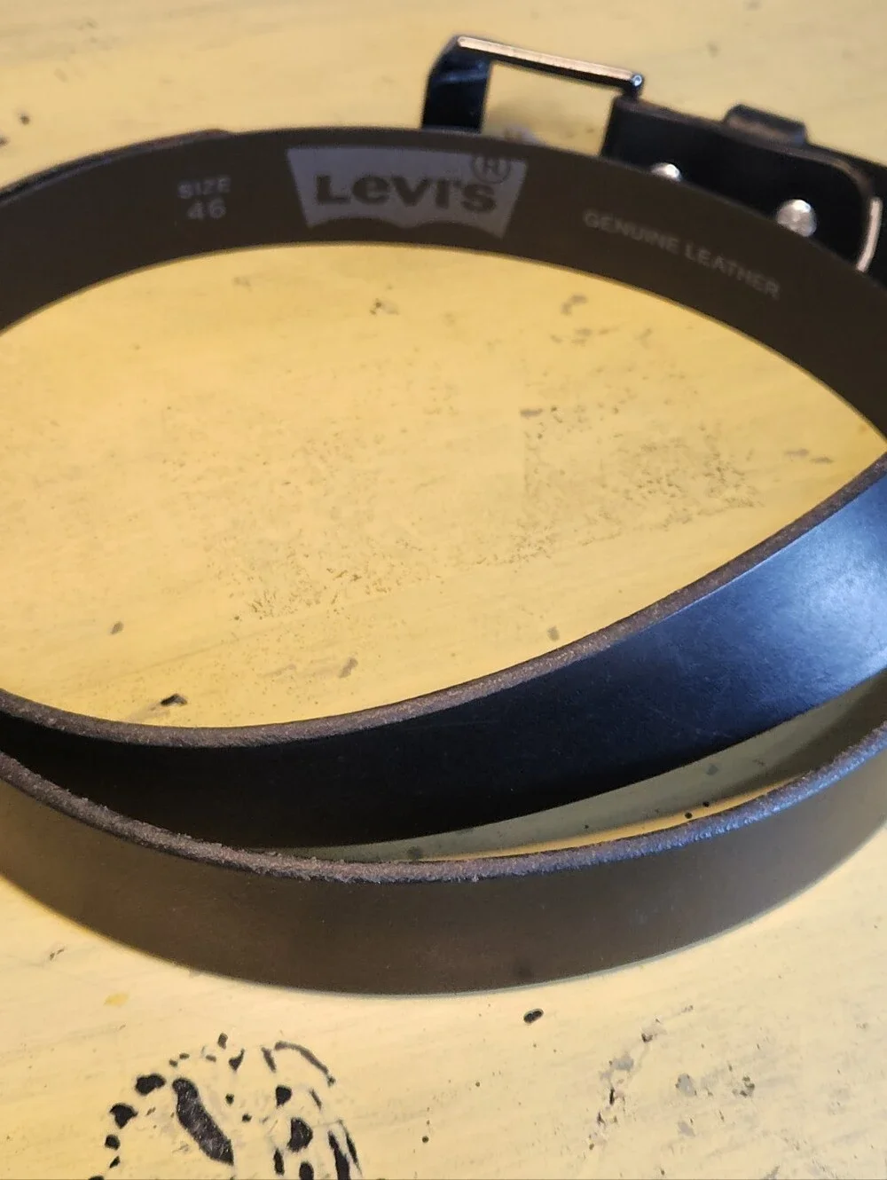 Levi's Men's Genuine Leather Belt Black Size 46 Levi Strauss Buckle